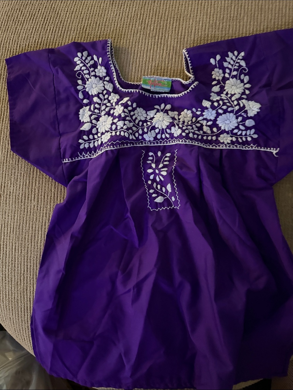 Woman’s Purple Embroidered Peasant Top by (unknown)